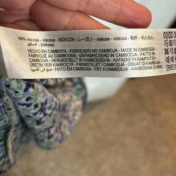 EUC ZARA FLORAL sundress viscose size XS blue green purple white - Picture 4 of 9